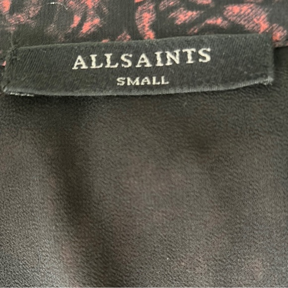 All Saints Nichola Rosey Smocked Draped Mini Dress in Berry Red - S - Picture 14 of 16